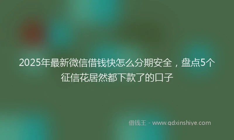 2025年最新微信借钱快怎么分期安全，盘点5个征信花居然都下款了的口子