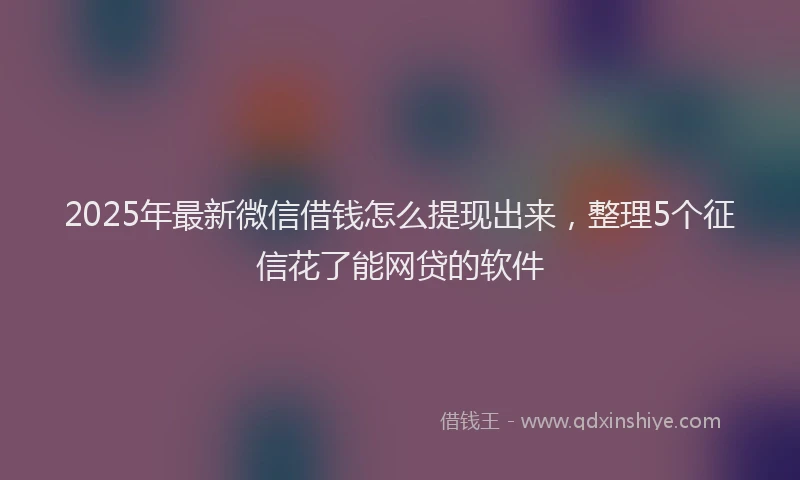 2025年最新微信借钱怎么提现出来，整理5个征信花了能网贷的软件