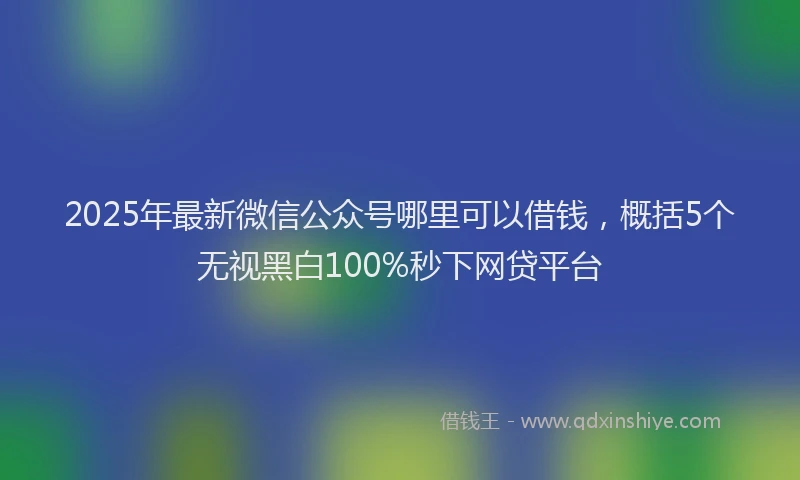 2025年最新微信公众号哪里可以借钱，概括5个无视黑白100%秒下网贷平台