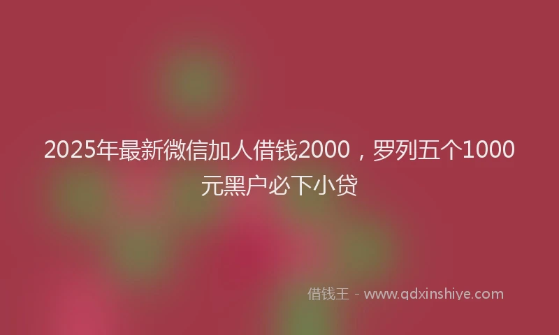 2025年最新微信加人借钱2000，罗列五个1000元黑户必下小贷