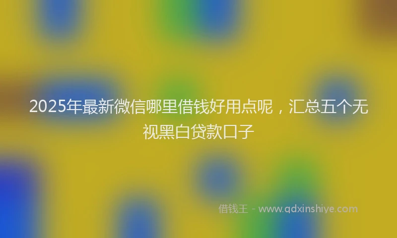 2025年最新微信哪里借钱好用点呢，汇总五个无视黑白贷款口子