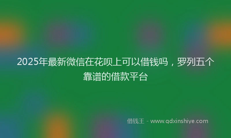 2025年最新微信在花呗上可以借钱吗，罗列五个靠谱的借款平台