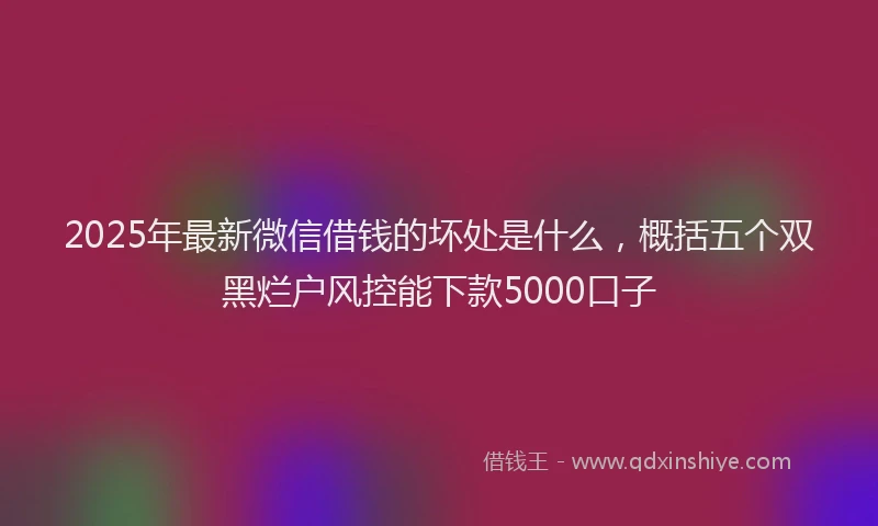 2025年最新微信借钱的坏处是什么，概括五个双黑烂户风控能下款5000口子