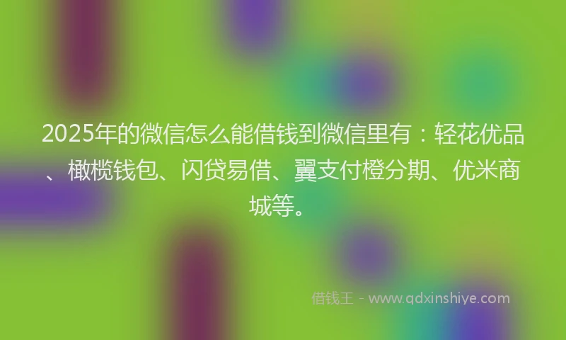 2025年的微信怎么能借钱到微信里有：轻花优品、橄榄钱包、闪贷易借、翼支付橙分期、优米商城等。