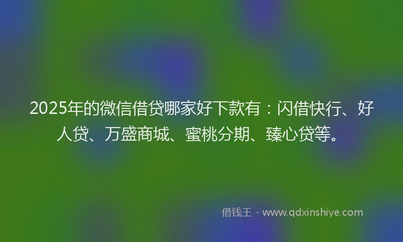 2025年的微信借贷哪家好下款有：闪借快行、好人贷、万盛商城、蜜桃分期、臻心贷等。