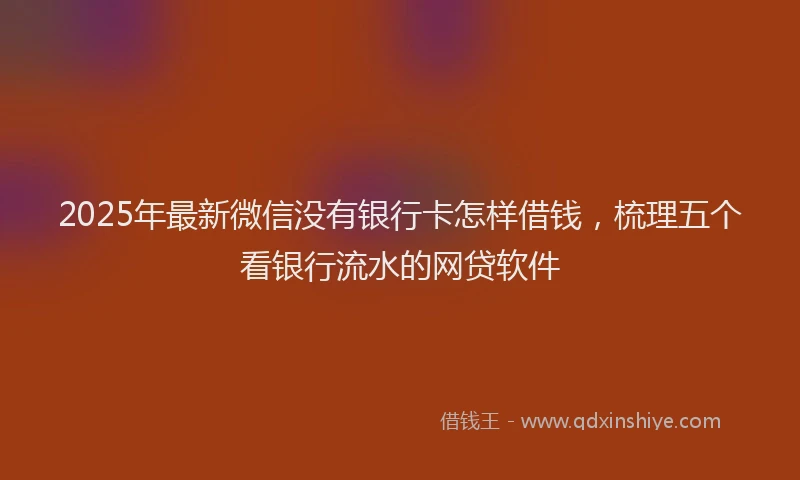 2025年最新微信没有银行卡怎样借钱，梳理五个看银行流水的网贷软件