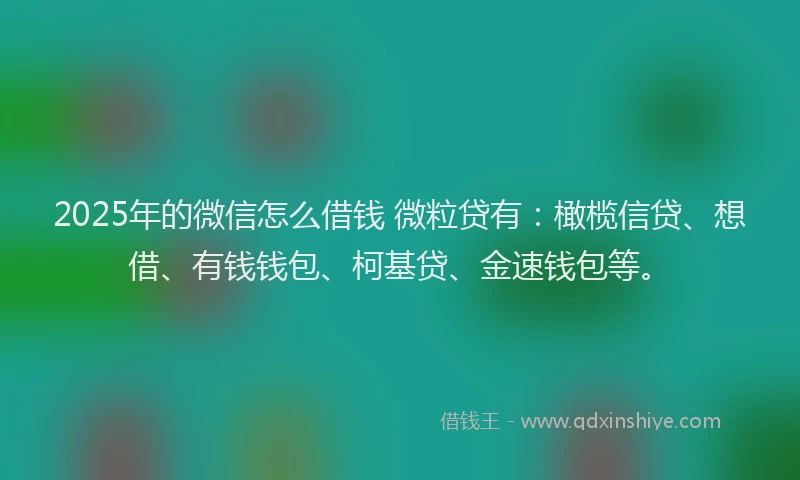 2025年的微信怎么借钱 微粒贷有：橄榄信贷、想借、有钱钱包、柯基贷、金速钱包等。