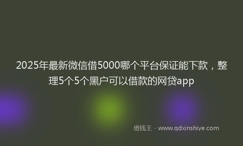 2025年最新微信借5000哪个平台保证能下款，整理5个5个黑户可以借款的网贷app