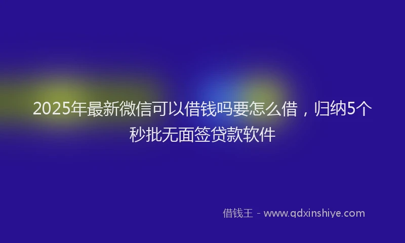 2025年最新微信可以借钱吗要怎么借，归纳5个秒批无面签贷款软件