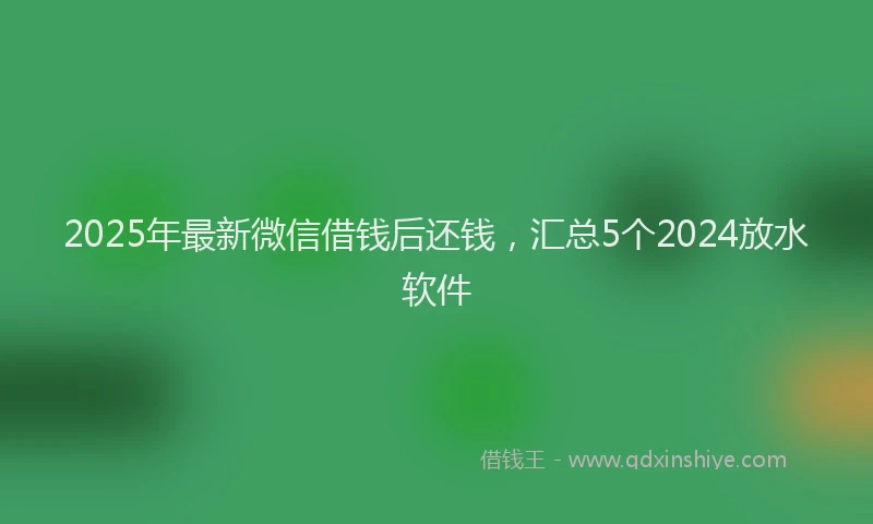 2025年最新微信借钱后还钱，汇总5个2024放水软件