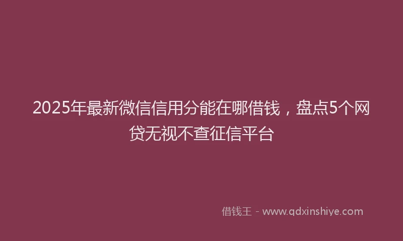 2025年最新微信信用分能在哪借钱，盘点5个网贷无视不查征信平台