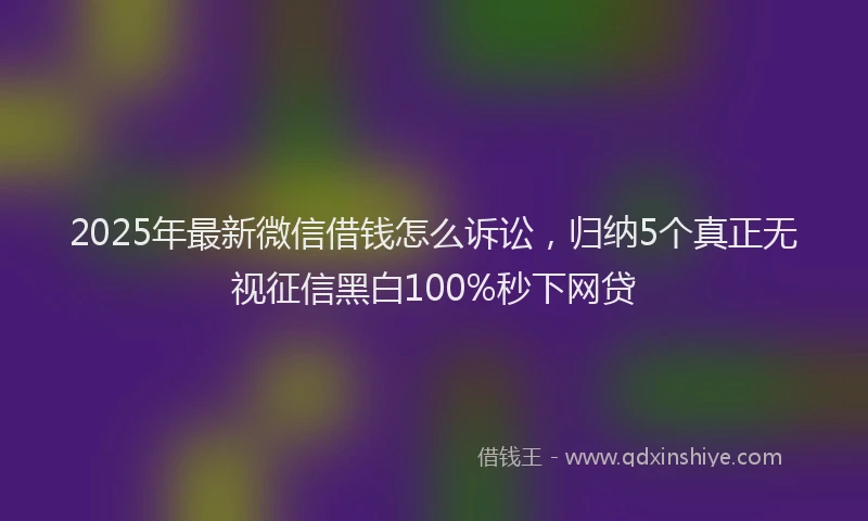 2025年最新微信借钱怎么诉讼，归纳5个真正无视征信黑白100%秒下网贷