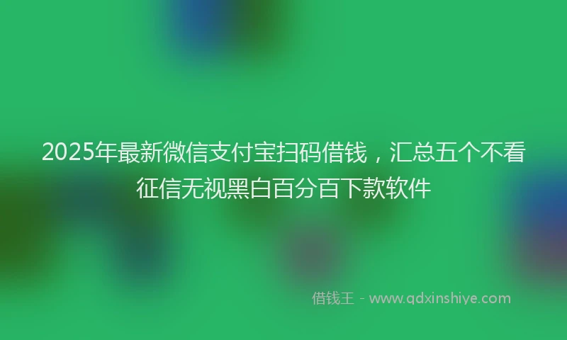 2025年最新微信支付宝扫码借钱，汇总五个不看征信无视黑白百分百下款软件