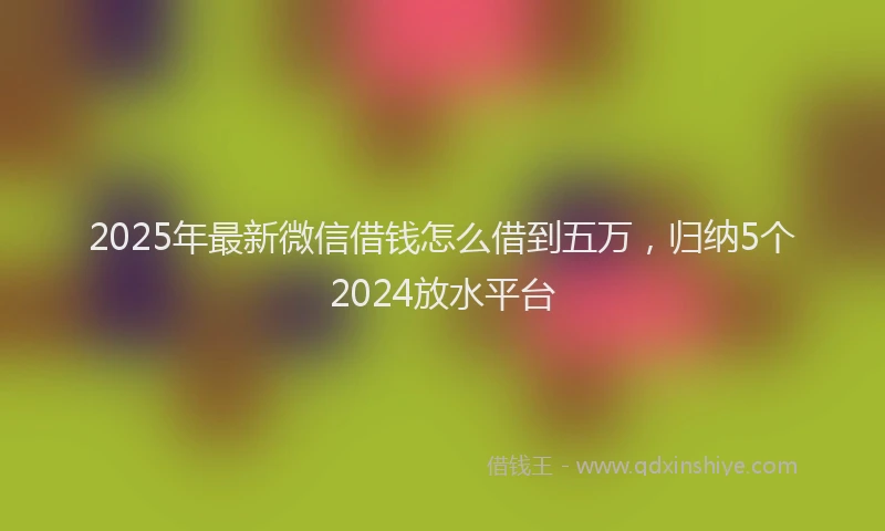 2025年最新微信借钱怎么借到五万，归纳5个2024放水平台