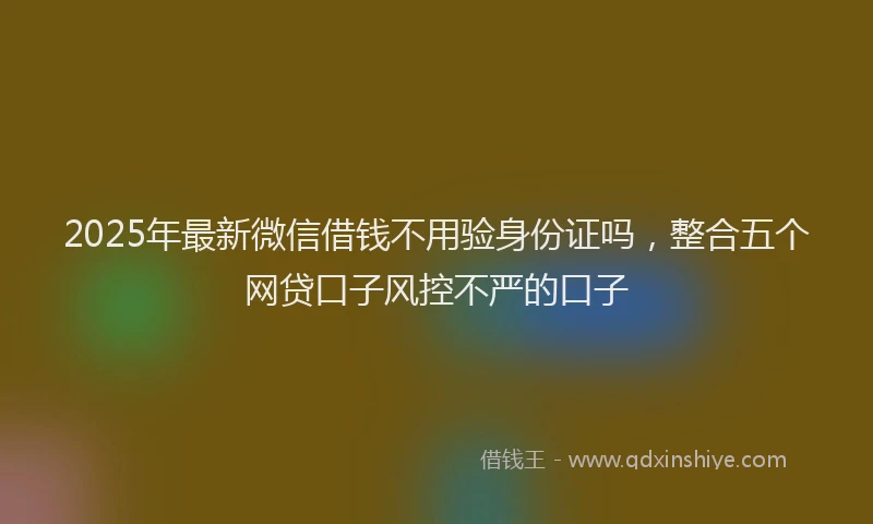 2025年最新微信借钱不用验身份证吗，整合五个网贷口子风控不严的口子