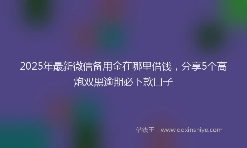 2025年最新微信备用金在哪里借钱，分享5个高炮双黑逾期必下款口子