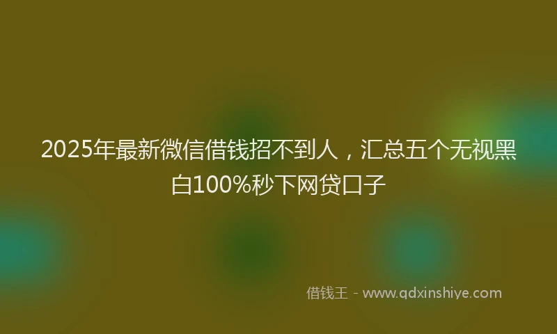 2025年最新微信借钱招不到人，汇总五个无视黑白100%秒下网贷口子