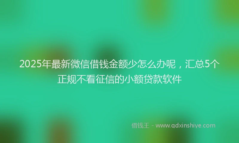 2025年最新微信借钱金额少怎么办呢，汇总5个正规不看征信的小额贷款软件