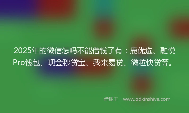 2025年的微信怎吗不能借钱了有：鹿优选、融悦Pro钱包、现金秒贷宝、我来易贷、微粒快贷等。
