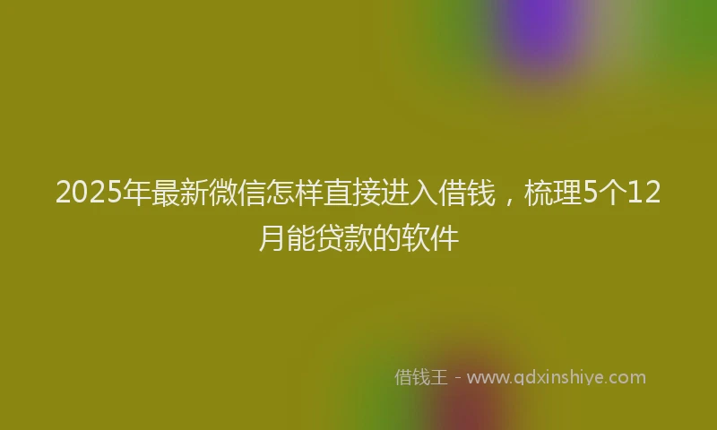 2025年最新微信怎样直接进入借钱，梳理5个12月能贷款的软件
