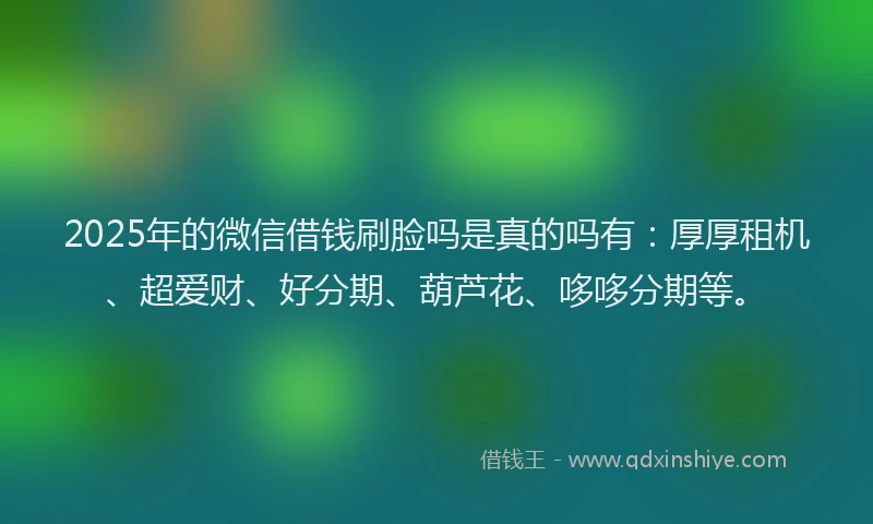 2025年的微信借钱刷脸吗是真的吗有：厚厚租机、超爱财、好分期、葫芦花、哆哆分期等。