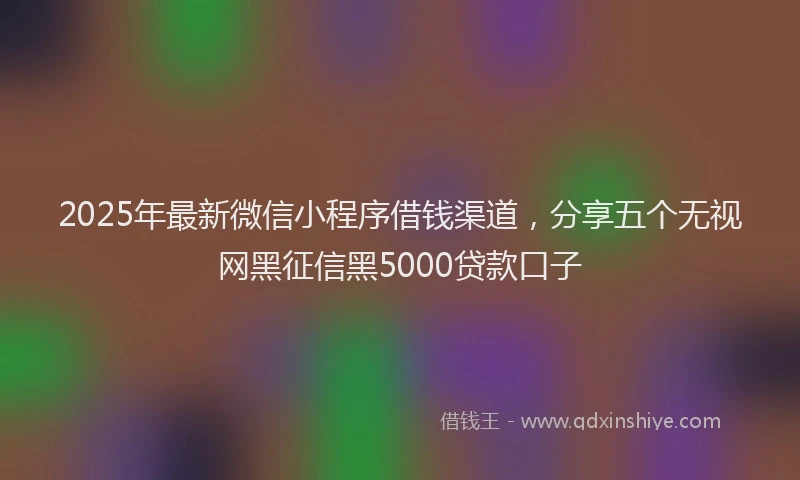 2025年最新微信小程序借钱渠道，分享五个无视网黑征信黑5000贷款口子