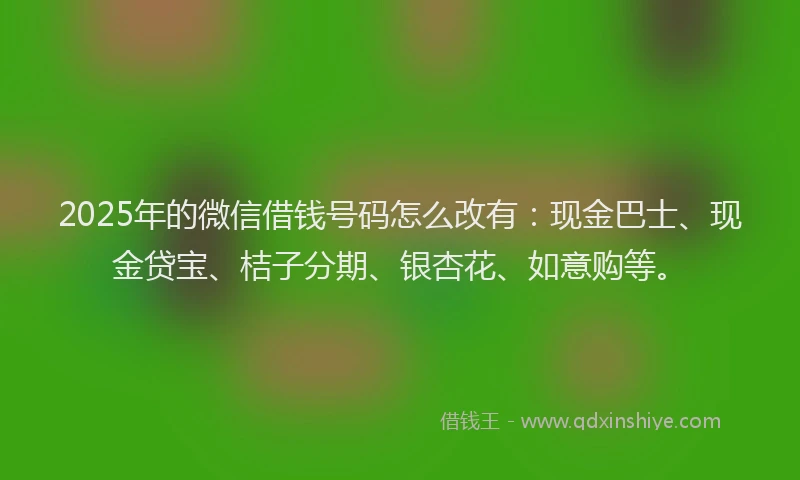 2025年的微信借钱号码怎么改有：现金巴士、现金贷宝、桔子分期、银杏花、如意购等。