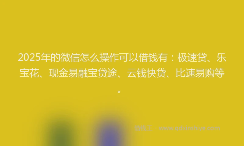 2025年的微信怎么操作可以借钱有：极速贷、乐宝花、现金易融宝贷途、云钱快贷、比速易购等。