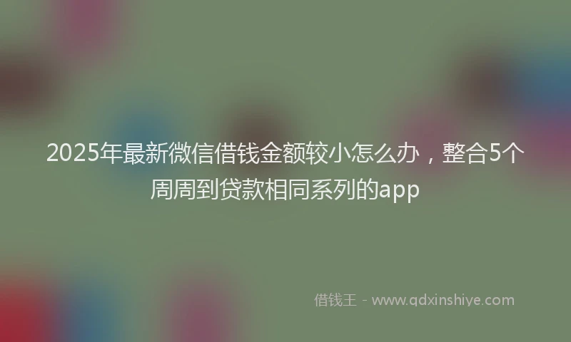 2025年最新微信借钱金额较小怎么办，整合5个周周到贷款相同系列的app