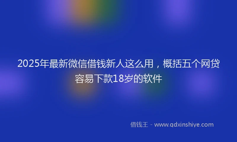 2025年最新微信借钱新人这么用，概括五个网贷容易下款18岁的软件