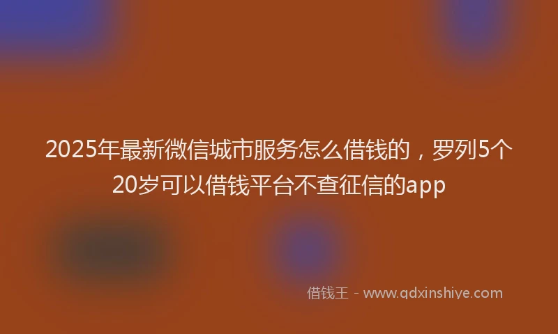 2025年最新微信城市服务怎么借钱的，罗列5个20岁可以借钱平台不查征信的app