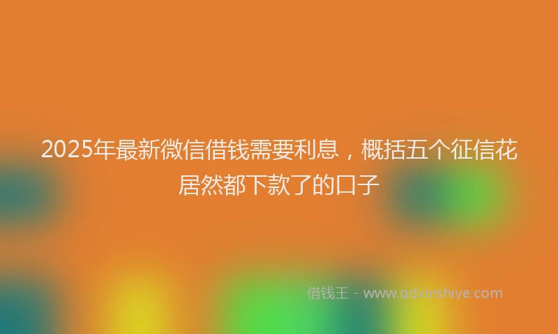 2025年最新微信借钱需要利息，概括五个征信花居然都下款了的口子