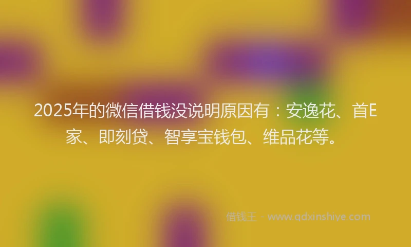 2025年的微信借钱没说明原因有：安逸花、首E家、即刻贷、智享宝钱包、维品花等。