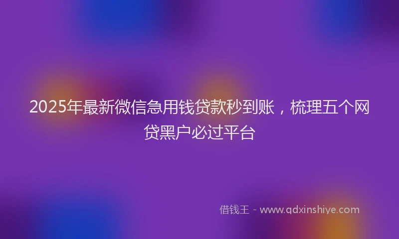 2025年最新微信急用钱贷款秒到账，梳理五个网贷黑户必过平台
