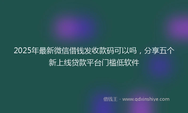 2025年最新微信借钱发收款码可以吗，分享五个新上线贷款平台门槛低软件