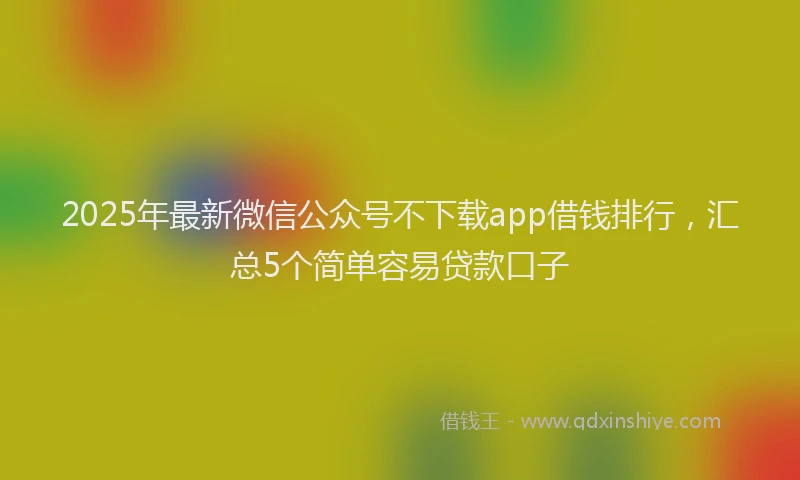 2025年最新微信公众号不下载app借钱排行，汇总5个简单容易贷款口子