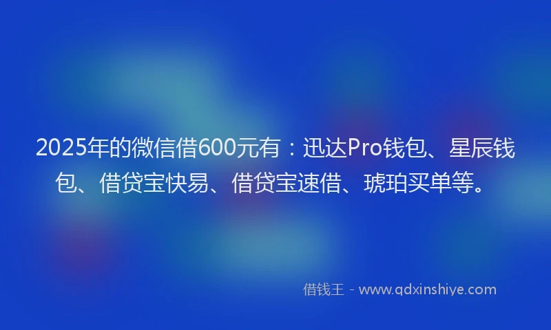 2025年的微信借600元有：迅达Pro钱包、星辰钱包、借贷宝快易、借贷宝速借、琥珀买单等。