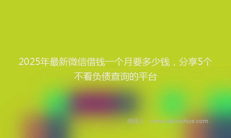2025年最新微信借钱一个月要多少钱，分享5个不看负债查询的平台
