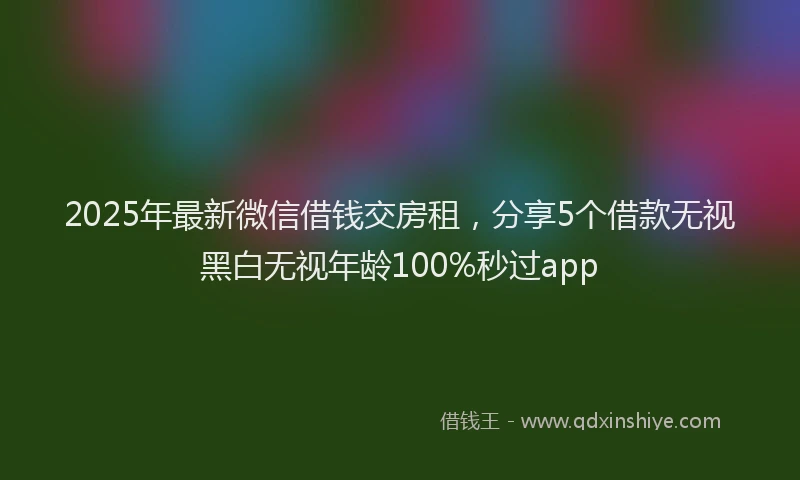 2025年最新微信借钱交房租，分享5个借款无视黑白无视年龄100%秒过app