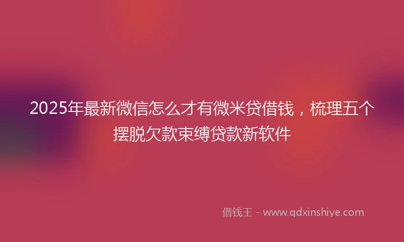 2025年最新微信怎么才有微米贷借钱，梳理五个摆脱欠款束缚贷款新软件