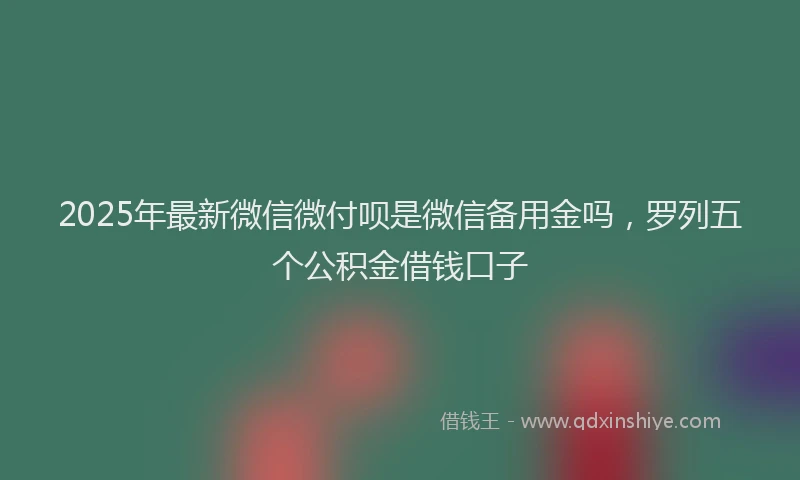 2025年最新微信微付呗是微信备用金吗，罗列五个公积金借钱口子
