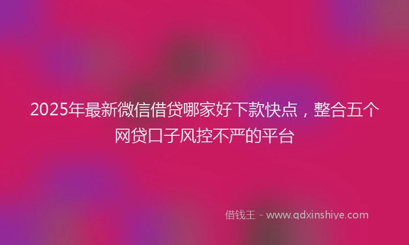 2025年最新微信借贷哪家好下款快点，整合五个网贷口子风控不严的平台