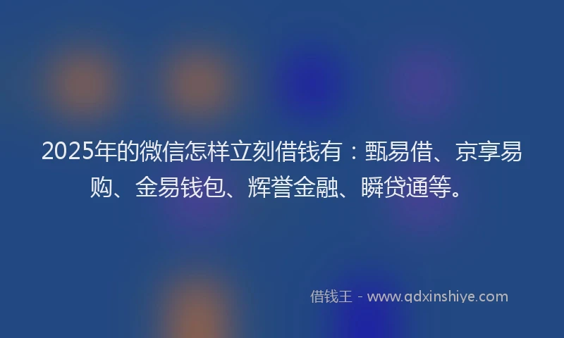 2025年的微信怎样立刻借钱有：甄易借、京享易购、金易钱包、辉誉金融、瞬贷通等。