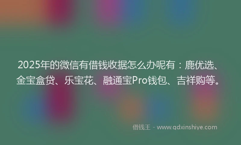 2025年的微信有借钱收据怎么办呢有：鹿优选、金宝盒贷、乐宝花、融通宝Pro钱包、吉祥购等。