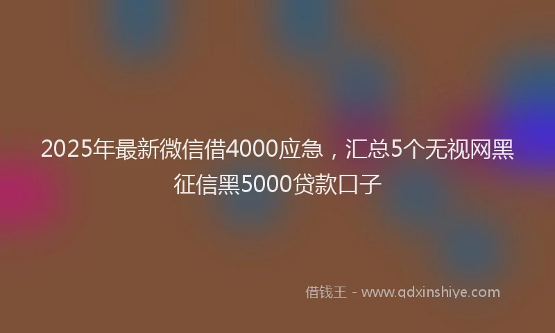 2025年最新微信借4000应急，汇总5个无视网黑征信黑5000贷款口子