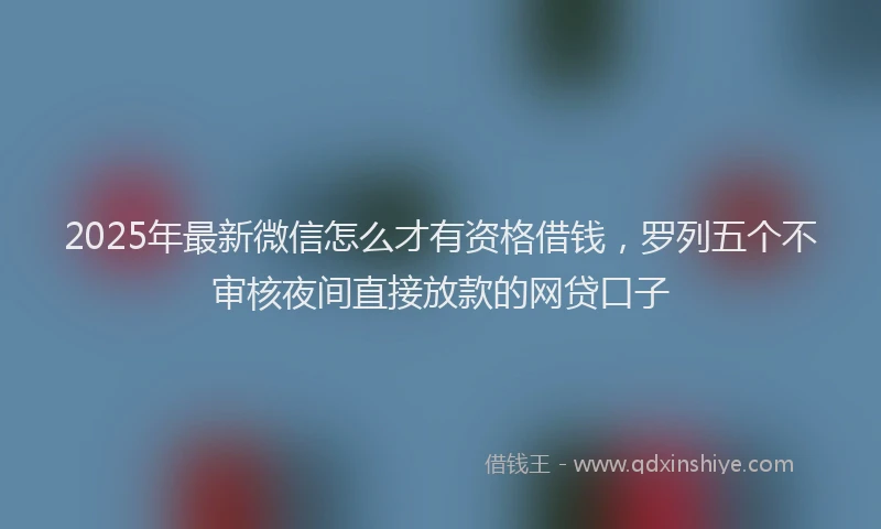 2025年最新微信怎么才有资格借钱，罗列五个不审核夜间直接放款的网贷口子