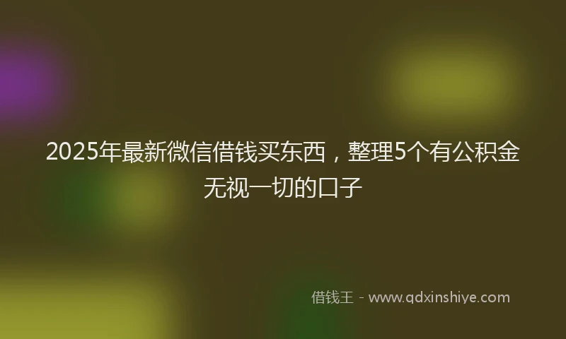 2025年最新微信借钱买东西，整理5个有公积金无视一切的口子