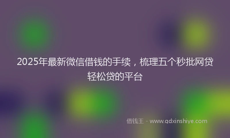 2025年最新微信借钱的手续，梳理五个秒批网贷轻松贷的平台