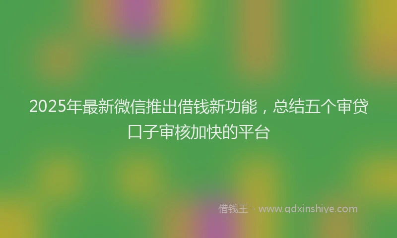 2025年最新微信推出借钱新功能，总结五个审贷口子审核加快的平台