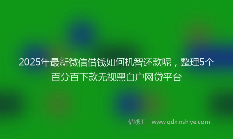 2025年最新微信借钱如何机智还款呢，整理5个百分百下款无视黑白户网贷平台